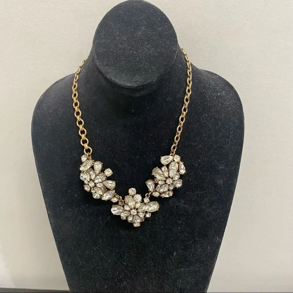 J.Crew Gold-Tone Jeweled Flower Statement Necklace